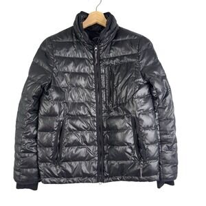 J.Crew B3903 Lightweight Puffer Down Quilted Black Jacket Coat‎ Size XS Full Zip